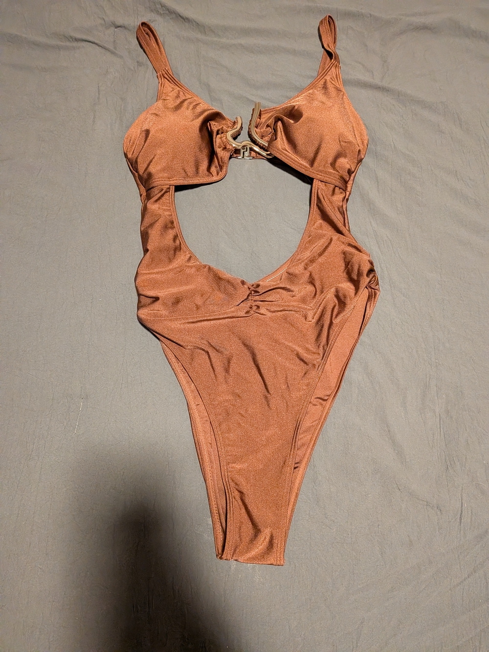Rust Brown Cutout One-Piece Swimsuit